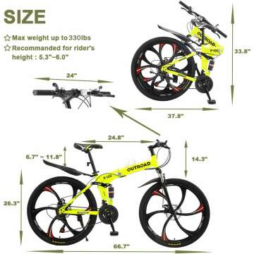 26" Folding Mountain Bike - 21 Speed, Durable and Sturdy