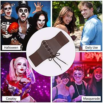 LEACOOLKEY Lace-up Cinch Belt, Women Corset Waist Belt, Tied Corset Elastic Belt, Obi Belt for Women for Dress, Halloween Accessories