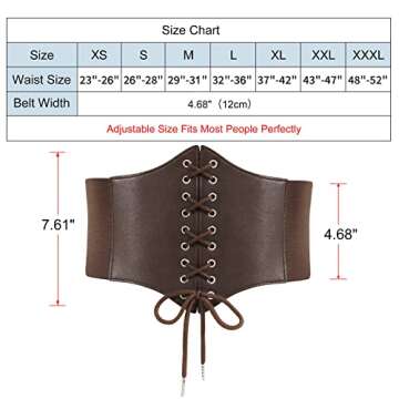 LEACOOLKEY Lace-up Cinch Belt, Women Corset Waist Belt, Tied Corset Elastic Belt, Obi Belt for Women for Dress, Halloween Accessories