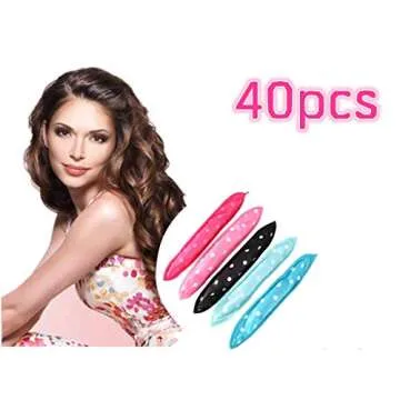 Locisne 40pcs No Heat Curlers You Can Sleep in, Hair Rollers for Long Hair DIY(5 Colors)