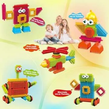 Contixo STEM & STEAM Building Toy Set - 244-Piece Bristle Shape 3D Tiles for Kids Ages 3-8, Educational Construction Blocks for Creative Stacking & Learning, Hands-On Play