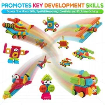 Contixo STEM & STEAM Building Toy Set - 244-Piece Bristle Shape 3D Tiles for Kids Ages 3-8, Educational Construction Blocks for Creative Stacking & Learning, Hands-On Play