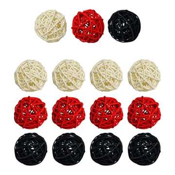 15 Pieces Wicker Rattan Balls Decorative Orbs Vase Fillers for Craft, Party, Wedding Table Decoratio...
