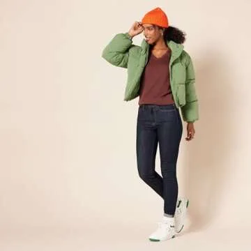 Amazon Essentials Skinny Jeans for Women, High Waist, Stretchy Denim, Black Rinse, 0 Short