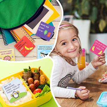 BakingWorld 120 Pcs Lunch Box Jokes & Notes for Kids, Cute Positive Affirmation Cards Inspirational Motivational Cards Kindergarten School Lunch Accessories for Kids(3.5 * 3.5inch)