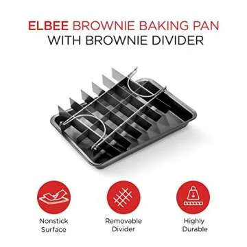 Elbee Home Professional Brownie Baking Pan - 13 Inch Non-Stick