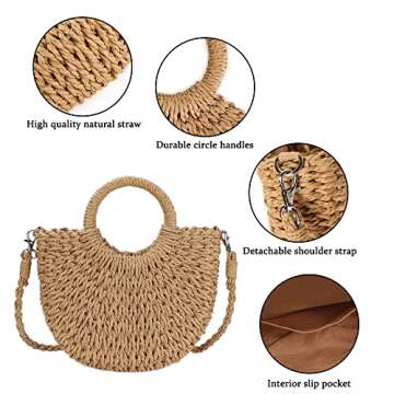 Youjaree Handwoven Straw Crossbody Handbag for Summer