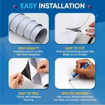 Magnetic Dry Erase Board Paper for Wall Self Adhesive Whiteboard White Board Sticker 42" x 24" for Office Home Playroom with Marker Eraser Magnet Peel and Stick