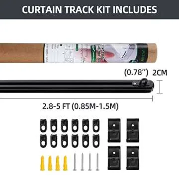 ZSTARR Retractable Ceiling Curtain Track, Measurement-Free Curtain Track 33.5''-59'',For Room Divider, Shower Curtain, Parallel bay window, RV Curtain Track (Black)