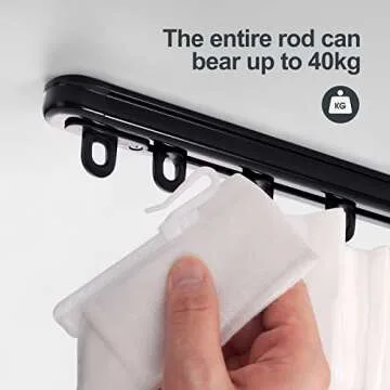 ZSTARR Retractable Ceiling Curtain Track, Measurement-Free Curtain Track 33.5''-59'',For Room Divider, Shower Curtain, Parallel bay window, RV Curtain Track (Black)