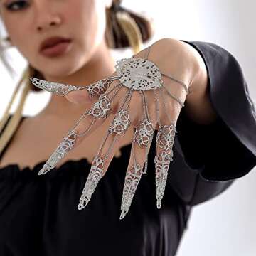 Lirgoriy Elegant Finger Nail Bracelet for Belly Dance & Halloween