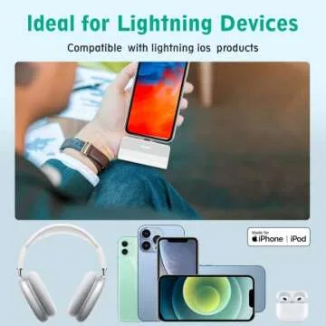 KKD Portable Charger for iPhone, Built-in MFi Certified Plug, 5000mAh Small Portable Phone Charger Power Bank for iPhone 14/13/12/11/XR/X/SE/8/7/6/6s/Pro Max/Plus,iPad,White