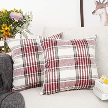 Christmas Buffalo Tartan Pillow Covers Set of 2 Red Stripe