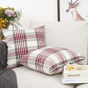 Christmas Buffalo Tartan Pillow Covers Set of 2 Red Stripe