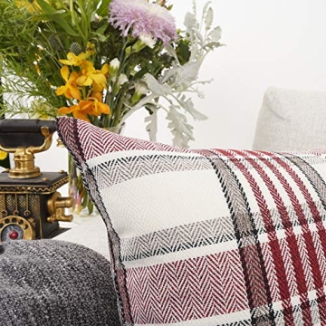 Christmas Buffalo Tartan Pillow Covers Set of 2 Red Stripe
