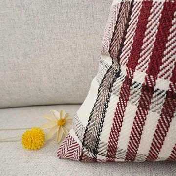 Christmas Buffalo Tartan Pillow Covers Set of 2 Red Stripe