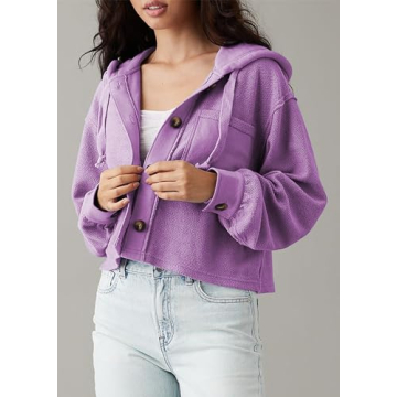 MISSACTIVER Cropped Hooded Shacket for Women - Stylish Fall Wear