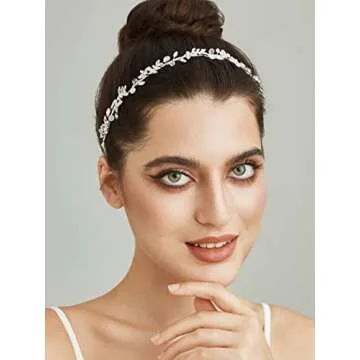 SWEETV Rhinestones Bridal Headband with Crystal Accents