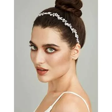 SWEETV Rhinestones Bridal Headband with Crystal Accents