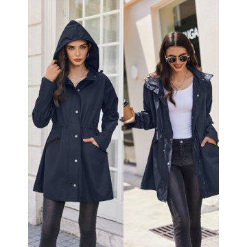 Zeagoo Women's Waterproof Lightweight Rain Jacket Blue