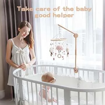 Baby Crib Mobile Arm - Wooden Baby Mobile Crib Holder for Mobile Hanging Baby Crib Attachment for Nursery Decor (Bear Crib arm)