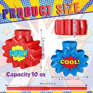 Maxcheck Hero Comic Themed Party Favor Gift Supplies Hero Cups with Straws and Lids,10 oz Plastic Cu...