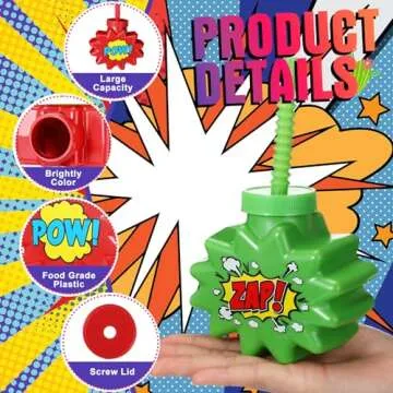 Maxcheck Hero Comic Themed Party Favor Gift Supplies Hero Cups with Straws and Lids,10 oz Plastic Cup for Pow Zap Bang Wham Boom Bulk Birthday Party Favor Supplies(12 Sets)