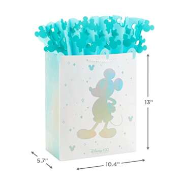 Hallmark Disney 100th Anniversary 13" Large Gift Bag with Wonderfill Tissue Paper (Mickey Mouse) for Kids, Adults, Collectors, Fans
