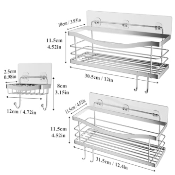 ODesign Rustproof Stainless Steel Shower Caddy Set