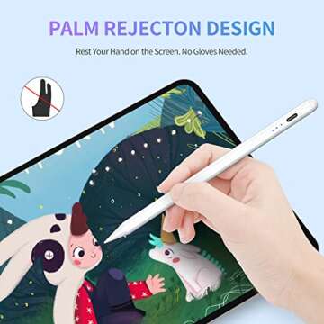 Stylus Pen for iPad with Palm Rejection, Compatible with 2018-2022 iPad Air 3rd/4th/5th, iPad Pro 11/12.9 inch, iPad 6th/7th/8th/9th, iPad Mini 5th/6th, Tilt Sensitivity iPad Pencil