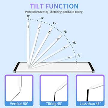 Stylus Pen for iPad with Palm Rejection, Compatible with 2018-2022 iPad Air 3rd/4th/5th, iPad Pro 11/12.9 inch, iPad 6th/7th/8th/9th, iPad Mini 5th/6th, Tilt Sensitivity iPad Pencil