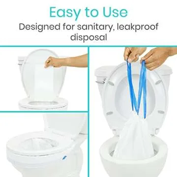 Vive Toilet Bowl Liners with Super Absorbent Pads (24 Pack) - Most Absorbent on Market - Commodes Camping, Camp, Hurricane Preparedness Items Supplies Kit - FSA/HSA Elegible - Portable Porta Potty Bag