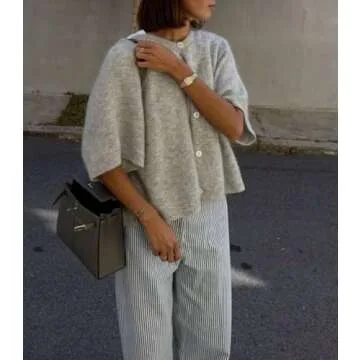 Stylish Women's Knitted Button Down Short Sleeve Tops