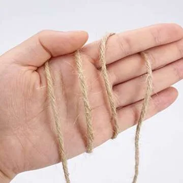 500FT Jute Twine Rope 3mm Natural Thick Garden Twine String Heavy Duty for Gardening Bundling Crafts Arts Gift Wrapping Packing Material Wedding Christmas Decoration Bulk