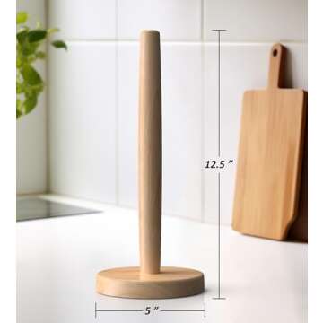 CHAUNCEY HOME Wooden Paper Towel Holder Stand - Kitchen Paper Hanger Rack Bathroom Towel Roll Stand Organizer Simply Standing Countertop Paper Roll Holder, WPTH, Large