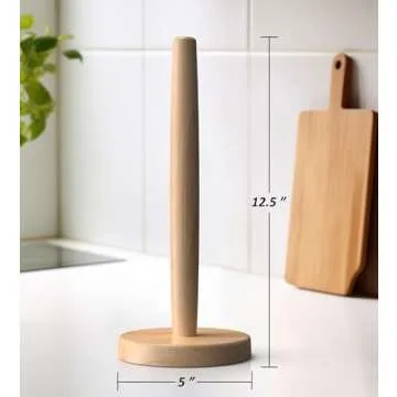 CHAUNCEY HOME Wooden Paper Towel Holder Stand - Kitchen Paper Hanger Rack Bathroom Towel Roll Stand Organizer Simply Standing Countertop Paper Roll Holder, WPTH, Large