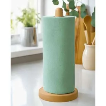 CHAUNCEY HOME Wooden Paper Towel Holder Stand - Kitchen Paper Hanger Rack Bathroom Towel Roll Stand Organizer Simply Standing Countertop Paper Roll Holder, WPTH, Large