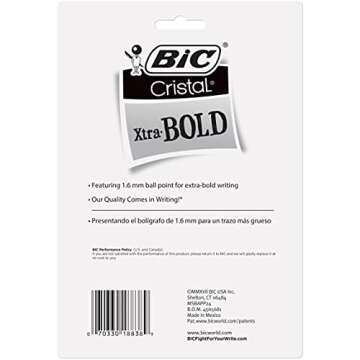BIC Cristal Xtra Bold Ballpoint Pens, Bold Point (1.6mm) For Vivid And Dramatic Lines, Assorted Colors, 24-Count Pack