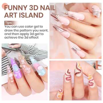 MIZHSE 3D Nail Gel Clear Nail Sculpting Gel for Nail Art 15g Molding Gel for Nails Gel Liner 3D Nail Art 5D Embossed Gel Candy Gel Nail Decoration Manicure Charms