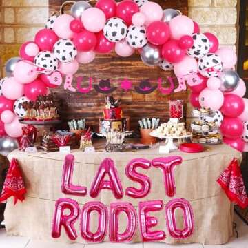 Western Theme Bachelorette Party Decorations Pink Cowgirl Last Rodeo Bachelorette Party Decorations ...