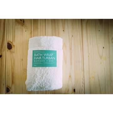 Luxurious Bamboo Fabric Bath Wrap & Hair Turban Set - White