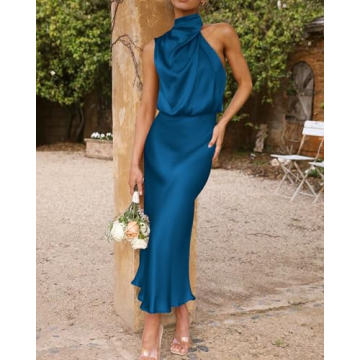 Elegant BTFBM Women's Satin Cocktail Dress for Weddings