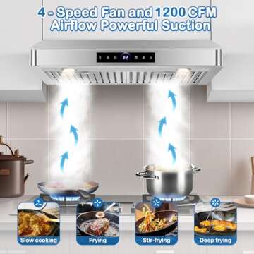 30" Kitchen Range Hood with Gesture Control and 1200 CFM