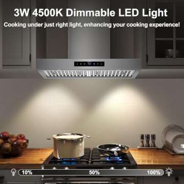 30" Kitchen Range Hood with Gesture Control and 1200 CFM