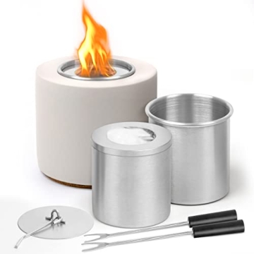Stylish Tabletop Fire Pit with Roasting Sticks | Ideal for Indoor & Outdoor Ambiance