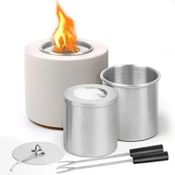 Stylish Tabletop Fire Pit with Roasting Sticks | Ideal for Indoor & Outdoor Ambiance