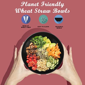 Wrova Wheat Straw Bowl Set - 6 Unbreakable Bowls 36 OZ