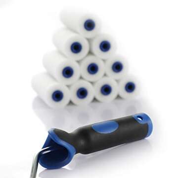Foam Paint Roller,4-Inch Mini Paint Roller Cover Refills, Small Roller Nap, Foam-Covered Ends, High-Density Foam Covers for Roller Frame and Paint Roller Kit, Pack of 11