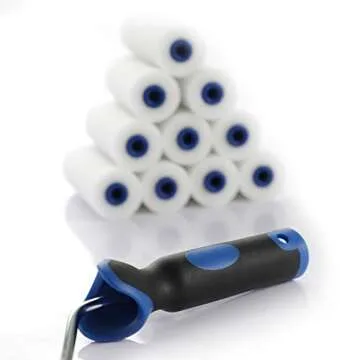 Foam Paint Roller,4-Inch Mini Paint Roller Cover Refills, Small Roller Nap, Foam-Covered Ends, High-Density Foam Covers for Roller Frame and Paint Roller Kit, Pack of 11