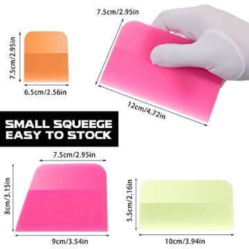 4 Pcs PPF Squeegee Kit - Soft Silicone Rubber Scraper Set for Vinyl and Cleaning